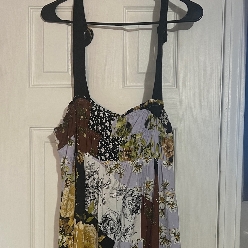 Floral Patchwork Sundress dress with Black Straps